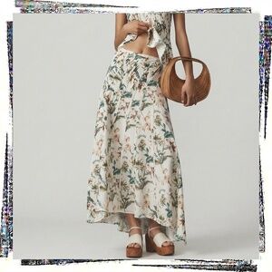 NWT: Creamy White Floral Swirl Seamed Maxi Skirt (4)
